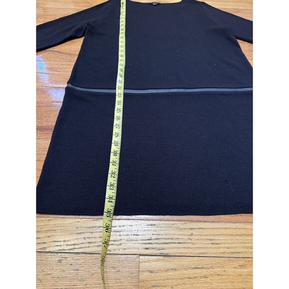 COS Black Knitted Midi Jumper sweater wool Dress With Leather detail size M wow! - Picture 4 of 8